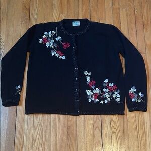 Cottage Cove Vintage Cardigan with Floral Embroidery Size Medium